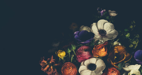 Wall Mural - vintage bouquet of beautiful different flowers. floral background.