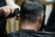 © Djurdjina - Hairdresser does haircut for middle-aged man