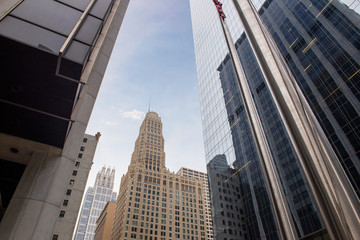 Sticker - Chicago skyscrapers, steel, glass and old brick buildings