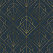Abstract art deco gold black line seamless pattern