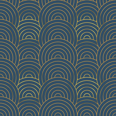 Gold art deco circle line seamless pattern