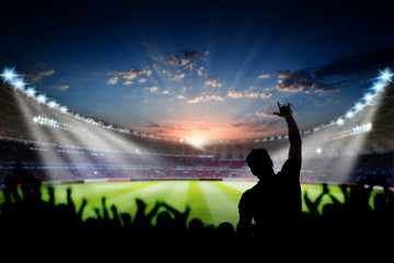 Wall Mural - Football Stadium 3d rendering soccer stadium with fan and crowded field arena