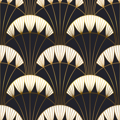 Wall Mural - gold black art deco architecture seamless pattern