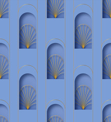 Wall Mural - paper cut art deco retro gold seamless pattern