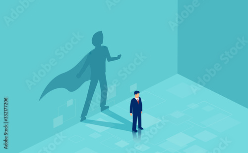 Fotografía Vector of a confident business man with a super hero shadow