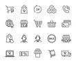 © Maksim - Vector set of online shopping line icons. Contains icons online store, feedback, shopping cart, delivery, support, payment card and more. Pixel perfect.