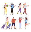 Man woman tourist campers people characters isolated set. Vector flat graphic design isolated illustration 