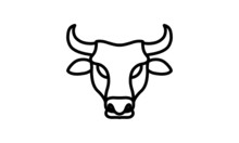 Bull Vector Line Icon, Animal Head Vector Line Art, Isolated Animal Illustration For Logo Desain