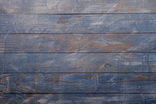  Vintage Blue Wood Background Texture With Knots And Nail Holes. Old Painted Wood Wall. Blue Abstract Background. Vintage Wooden Dark Blue Horizontal Boards. Front View With Copy Space. Background For