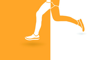 Sticker - running vector on yellow and white background, sport and competition concept background. jog workout welness concept. Vector illustration.