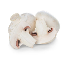 Wall Mural - Fresh champignon mushrooms isolated on white.