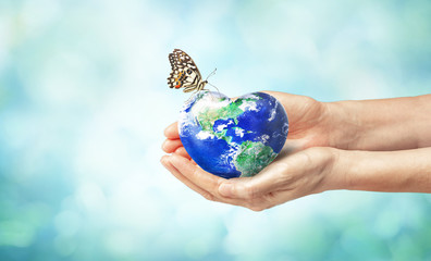 together we can safe the world and offer the better world for our children and earth day concept, bu