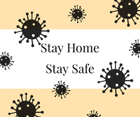 set of ink blots, Abstract background of deadly virus with message written, stay safe stay home text, graphic design illustration wallpaper