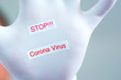 Hand sagt Stop! Warnung vor Corona, Coronainfektion,COVID-19