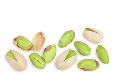 Wall Mural - pistachio isolated on white background with clipping path and full depth of field. Top view with copy space for your text. Flat lay