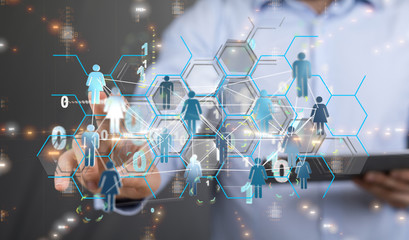 team work connection digital concept .