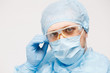 © Denys - Close up of doctor with mask. Medical equipment. A doctor wearing personal protective equipment including mask, goggle, and suit to protect COVID-19 coronavirus infection.