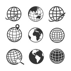 Wall Mural - earth globe icon set, vector illustration