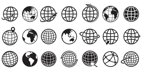 Wall Mural - earth globe icon set, vector illustration