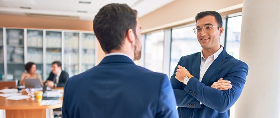 Wall Mural - Business lawyers workers meeting at law firm office. Professional executive partners working on finance strategry at the workplace