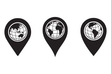 Wall Mural - location symbol. pin icon with globe and earth