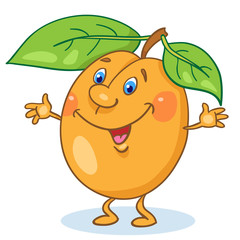 Sticker - A funny lucky apricot in cartoon style. Isolated on white background. Vector illustration.