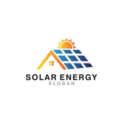 Wall Mural - solar energy logo design template, vector icon Illustration