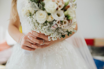 Wall Mural -  Beautiful bride and her wedding dress