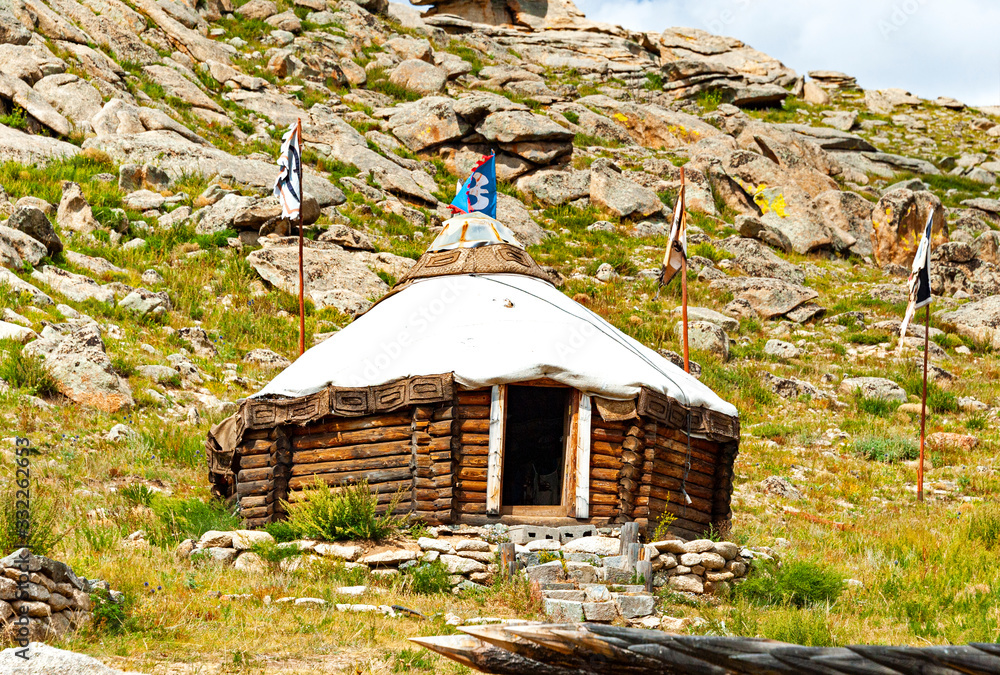 A traditional Mongolian yurt (ger) is a portable, round tent covered ...