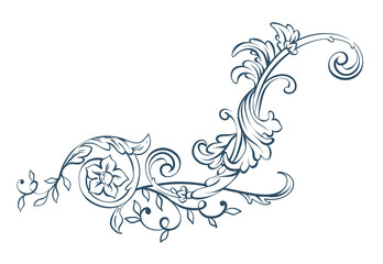 Floral decorative vector elements, rococo and baroque style