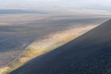 Dramatic views of the volcanic landscape. Kamchatka Peninsula.