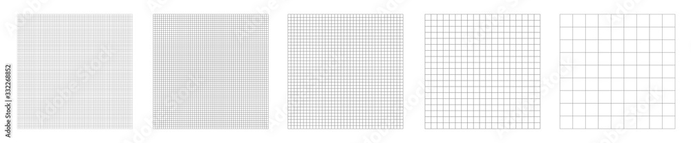 Set of grid pattern background. Grid templates isolated on white background. Square grid lines black background - stock vector - obrazy, fototapety, plakaty 