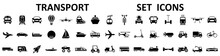 Transport, Vehicle And Delivery Icons Set. Flat Shipping Delivery Symbols – Stock Vector