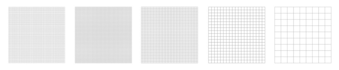 Set of grid pattern background. Grid templates isolated on white background. Square grid lines black background - stock vector