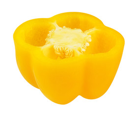 Fresh sweet pepper yellow bell isolated on white background with clipping path