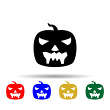 Pumpkin Halloween Silhouette Multi Color Icon. Simple Glyph, Flat Vector Of Halloween Icons For Ui And Ux, Website Or Mobile Application