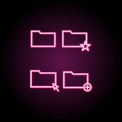 Sticker - Folder, star, plus, touch sign neon icon. Simple thin line, outline vector of web icons for ui and ux, website or mobile application