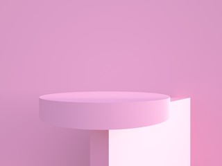 3d render of absttact stand in pink background