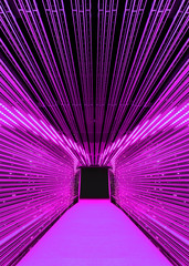 Poster - Interior view of modern futuristic tunnel. Building abstract background