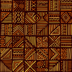 African vibes vector seamless pattern in ethnic tribal style