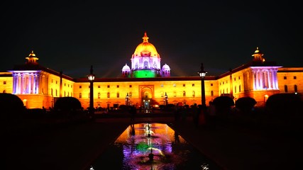 Wall Mural - Beautiful View a Colorful Rashtrapati Bhavan Evening View