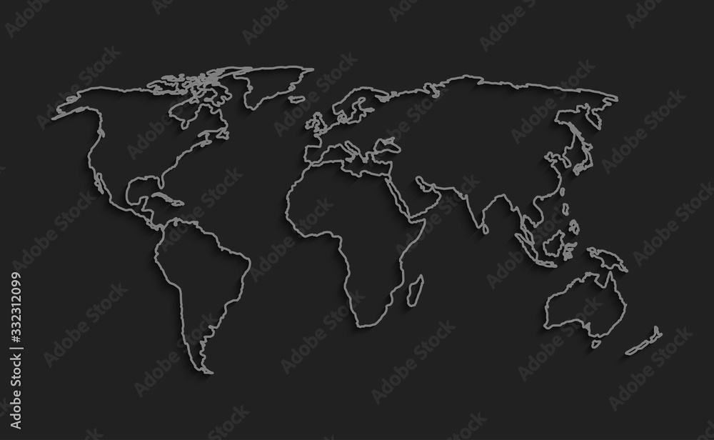 Vector world map template global outline earth Stock Vector | Adobe Stock