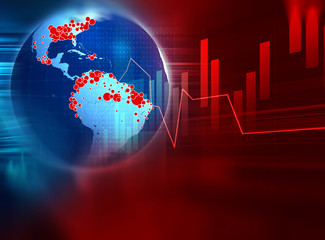 Wall Mural - infection area of covid virus on world map ,3d illustration