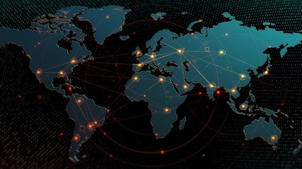 Fototapete - Global  Background/Connection lines around Earth globe, futuristic technology  theme background with circles and lines. Concept of internet, social media, traveling or logistics/Global Background