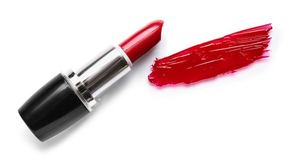 Bright lipstick on white background