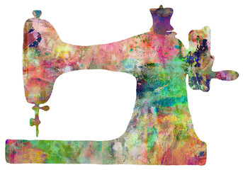 Sewing Machine Abstract Colorful Textured Artwork