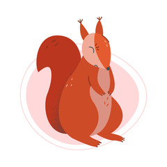 Poster - Cute Squirrel Animal Sitting Isolated on White Background Vector Illustration