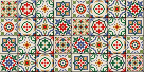 Mediterranean seamless pattern from Moroccan tiles, Azulejos ornaments. Can be used for wallpaper, pattern fills, web page background,surface textures. Vector
