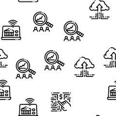 Sticker - Fintech Innovation Seamless Pattern Vector Thin Line. Illustrations