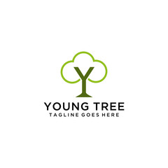 Sticker - Creative luxury Y Tree nature sign logo design vector template